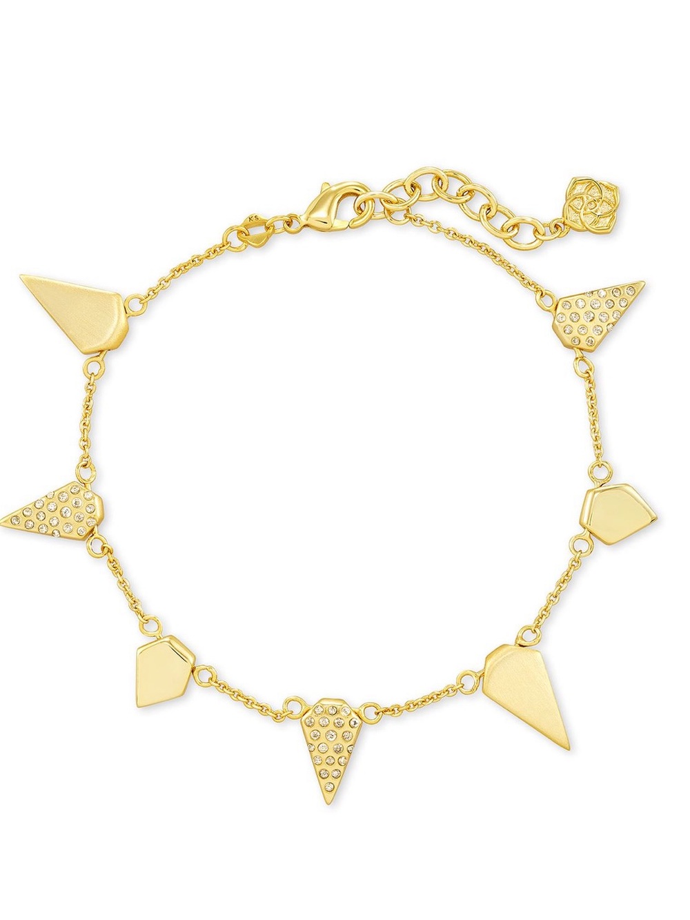 KENDRA SCOTT Demi Chain Bracelet in Gold Color w/ Spiked Shiny Matte Pave Charms